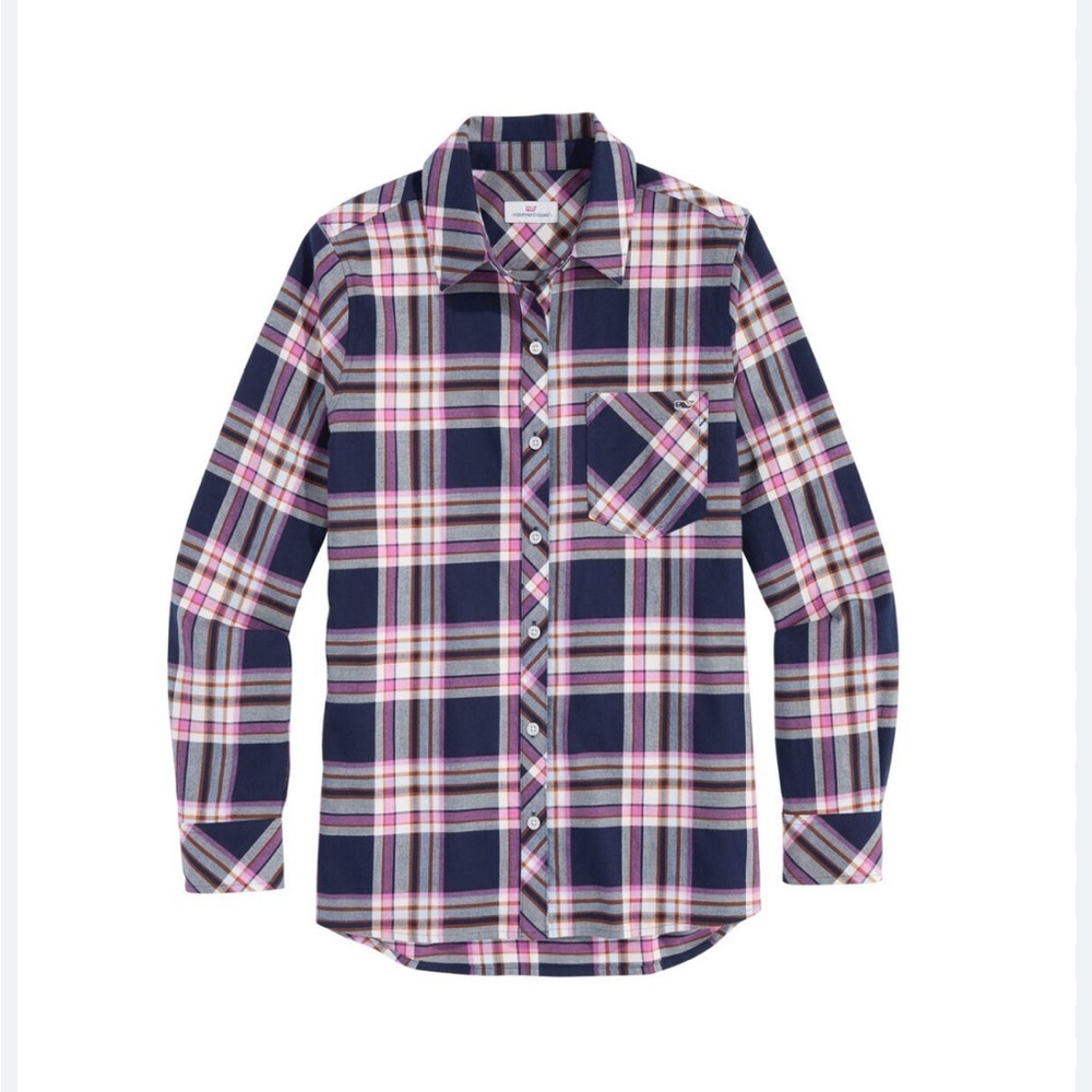 Vineyard Vines Ladies Relaxed Fit Navy and Pink Flannel Size 18